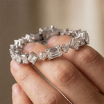 20.05 Ct Multi-Shape Moissanite Sculptural Harmony Tennis Bracelet for Women Gold Vermeil (2.5 Micron) White
