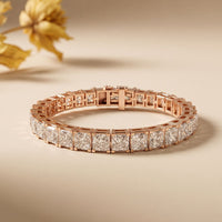24.30 Ct Princess Cut Moissanite Radiant Frame Tennis Bracelet for Women Gold Vermeil (2.5 Micron) Rose Gold