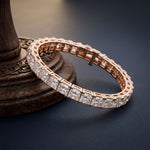 24.30 Ct Princess Cut Moissanite Radiant Frame Tennis Bracelet for Women Gold Vermeil (2.5 Micron) Rose Gold