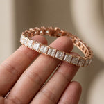 24.30 Ct Princess Cut Moissanite Radiant Frame Tennis Bracelet for Women Gold Vermeil (2.5 Micron) Rose Gold