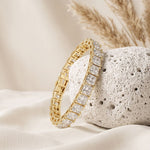 24.30 Ct Princess Cut Moissanite Radiant Frame Tennis Bracelet for Women Gold Vermeil (2.5 Micron) Gold