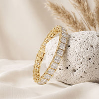 24.30 Ct Princess Cut Moissanite Radiant Frame Tennis Bracelet for Women Gold Vermeil (2.5 Micron) Gold