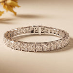 24.30 Ct Princess Cut Moissanite Radiant Frame Tennis Bracelet for Women Gold Vermeil (2.5 Micron) White