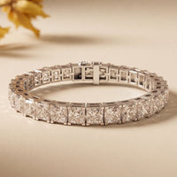 24.30 Ct Princess Cut Moissanite Radiant Frame Tennis Bracelet for Women Gold Vermeil (2.5 Micron) White