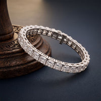 24.30 Ct Princess Cut Moissanite Radiant Frame Tennis Bracelet for Women Gold Vermeil (2.5 Micron) White