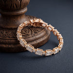 11.35 Ct Emerald Cut Moissanite Art Deco Geometric Tennis Bracelet for Women Rose Gold
