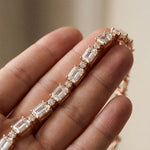11.35 Ct Emerald Cut Moissanite Art Deco Geometric Tennis Bracelet for Women Rose Gold
