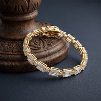 11.35 Ct Emerald Cut Moissanite Art Deco Geometric Tennis Bracelet for Women Gold