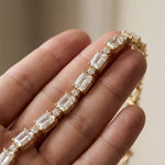 11.35 Ct Emerald Cut Moissanite Art Deco Geometric Tennis Bracelet for Women Gold