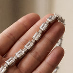 11.35 Ct Emerald Cut Moissanite Art Deco Geometric Tennis Bracelet for Women White