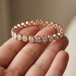9.30 Ct Round Cut Moissanite Bezel Set Continuous Sparkle Tennis Bracelet for Women Rose Gold