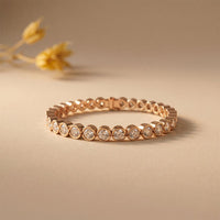 9.30 Ct Round Cut Moissanite Bezel Set Continuous Sparkle Tennis Bracelet for Women Rose Gold