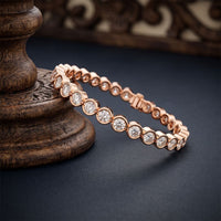 9.30 Ct Round Cut Moissanite Bezel Set Continuous Sparkle Tennis Bracelet for Women Rose Gold