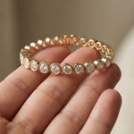 9.30 Ct Round Cut Moissanite Bezel Set Continuous Sparkle Tennis Bracelet for Women Gold