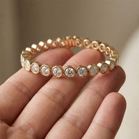 9.30 Ct Round Cut Moissanite Bezel Set Continuous Sparkle Tennis Bracelet for Women Gold