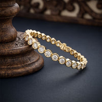9.30 Ct Round Cut Moissanite Bezel Set Continuous Sparkle Tennis Bracelet for Women Gold