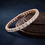 12.60 Ct Round & Emerald Cut Moissanite Alternating Brilliance Tennis Bracelet for Women Gold Vermeil (2.5 Micron) Rose Gold