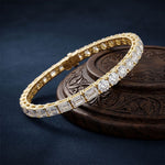 12.60 Ct Round & Emerald Cut Moissanite Alternating Brilliance Tennis Bracelet for Women Gold Vermeil (2.5 Micron) Gold