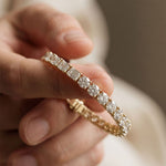 12.60 Ct Round & Emerald Cut Moissanite Alternating Brilliance Tennis Bracelet for Women Gold Vermeil (2.5 Micron) Gold