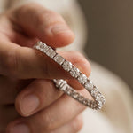 12.60 Ct Round & Emerald Cut Moissanite Alternating Brilliance Tennis Bracelet for Women Gold Vermeil (2.5 Micron) White