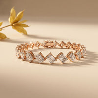 13.75 Ct Emerald Cut Moissanite Geometric Alternating Sparkle Tennis Bracelet for Women Rose Gold