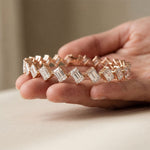 13.75 Ct Emerald Cut Moissanite Geometric Alternating Sparkle Tennis Bracelet for Women Rose Gold