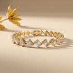 13.75 Ct Emerald Cut Moissanite Geometric Alternating Sparkle Tennis Bracelet for Women Gold