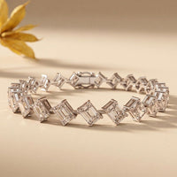 13.75 Ct Emerald Cut Moissanite Geometric Alternating Sparkle Tennis Bracelet for Women White