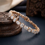 7.70 Ct Oval Cut Moissanite Radiant Edge Bracelet for Women Rose Gold