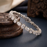 7.70 Ct Oval Cut Moissanite Radiant Edge Bracelet for Women White