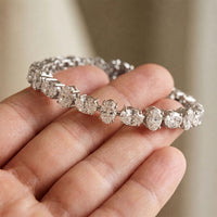 7.70 Ct Oval Cut Moissanite Radiant Edge Bracelet for Women White