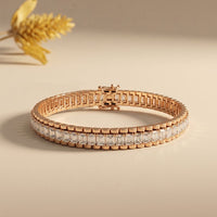 12 Ct Emerald Cut Moissanite Double Row Radiance Bracelet for Women Rose Gold