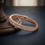 12 Ct Emerald Cut Moissanite Double Row Radiance Bracelet for Women Rose Gold