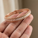 12 Ct Emerald Cut Moissanite Double Row Radiance Bracelet for Women Rose Gold
