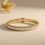 12 Ct Emerald Cut Moissanite Double Row Radiance Bracelet for Women Gold