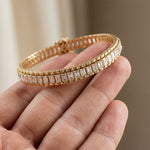 12 Ct Emerald Cut Moissanite Double Row Radiance Bracelet for Women Gold