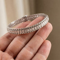 12 Ct Emerald Cut Moissanite Double Row Radiance Bracelet for Women White