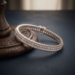 12 Ct Emerald Cut Moissanite Double Row Radiance Bracelet for Women White