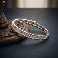 12 Ct Emerald Cut Moissanite Double Row Radiance Bracelet for Women White