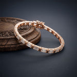 8.95 Ct Emerald Cut Moissanite Ribbed Frame Bracelet for Women Rose Gold