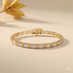 8.95 Ct Emerald Cut Moissanite Ribbed Frame Bracelet for Women Gold