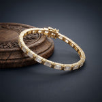 8.95 Ct Emerald Cut Moissanite Ribbed Frame Bracelet for Women Gold