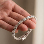 8.95 Ct Emerald Cut Moissanite Ribbed Frame Bracelet for Women White