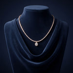 4.55 Ct Pear Cut Moissanite Halo Tennis Necklace for Women Gold Vermeil (2.5 Micron) Rose Gold