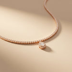 4.55 Ct Pear Cut Moissanite Halo Tennis Necklace for Women Gold Vermeil (2.5 Micron) Rose Gold