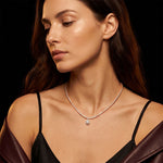 4.55 Ct Pear Cut Moissanite Halo Tennis Necklace for Women Gold Vermeil (2.5 Micron) Rose Gold