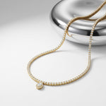 4.55 Ct Pear Cut Moissanite Halo Tennis Necklace for Women Gold Vermeil (2.5 Micron) Gold