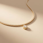 4.55 Ct Pear Cut Moissanite Halo Tennis Necklace for Women Gold Vermeil (2.5 Micron) Gold