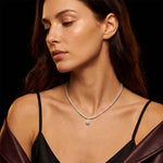 4.55 Ct Pear Cut Moissanite Halo Tennis Necklace for Women Gold Vermeil (2.5 Micron) White