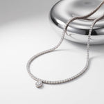 4.55 Ct Pear Cut Moissanite Halo Tennis Necklace for Women Gold Vermeil (2.5 Micron) White